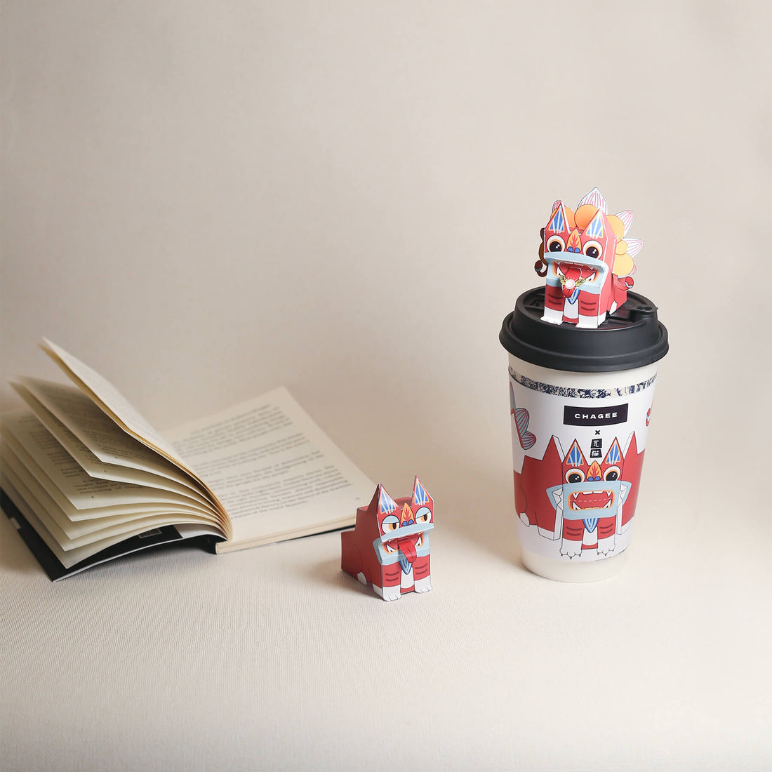Tile Cat paper craft on cup sleeve design