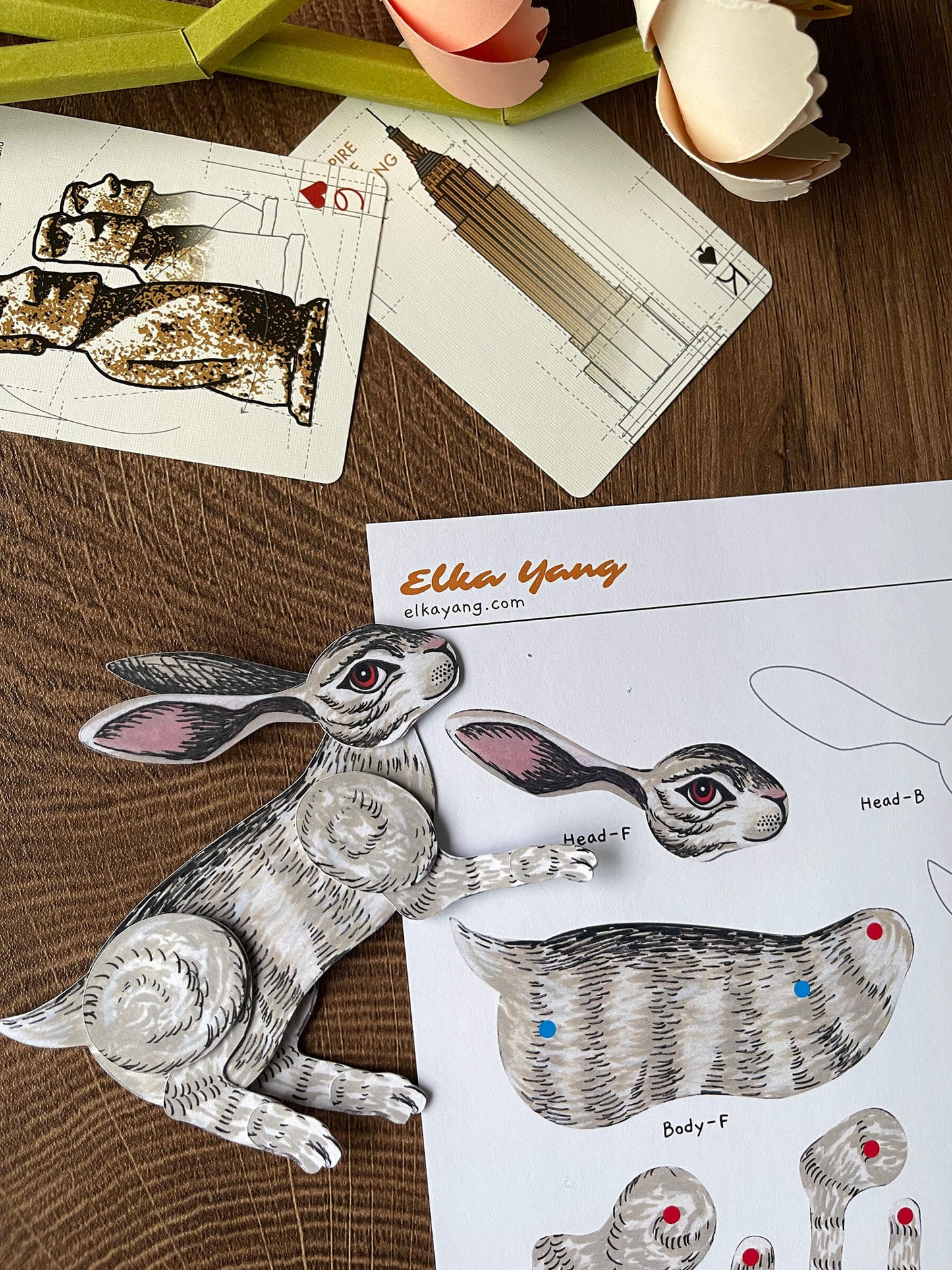 Easter decor of vintage bunny paper doll made from a digital template