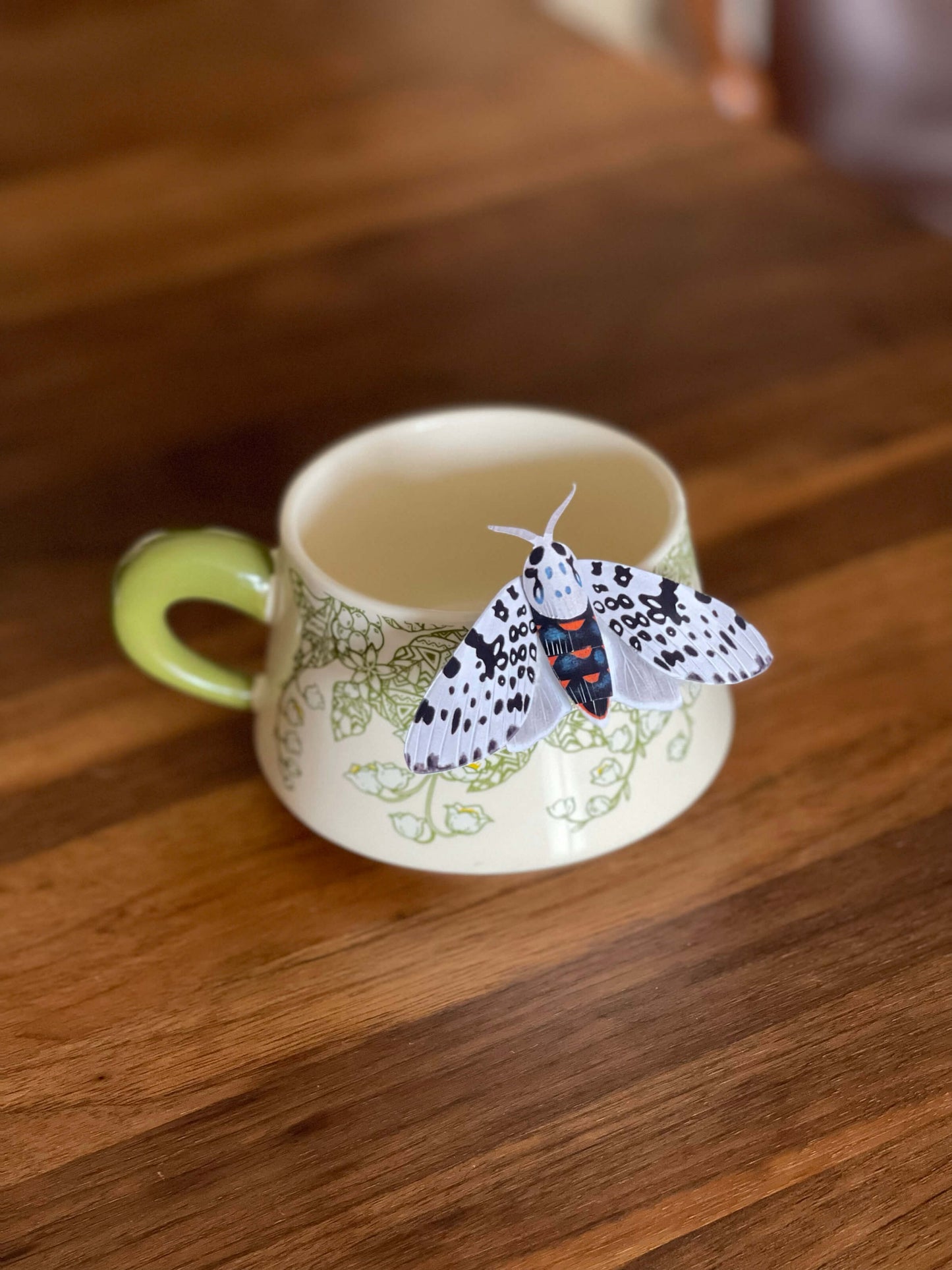 DIY Paper Giant Leopard Moth on a Cup