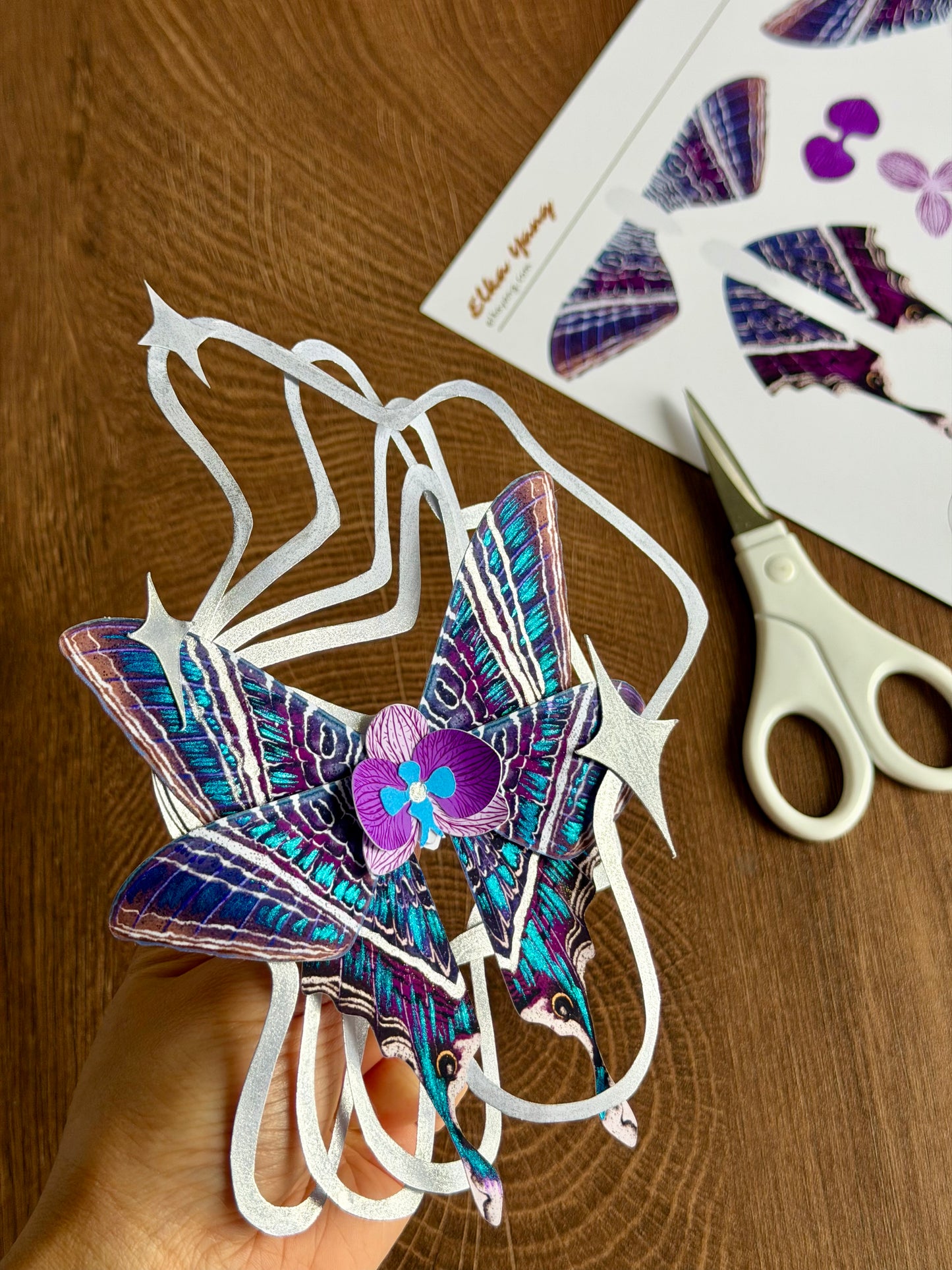 Moon Ripple, Fantasy Paper Moth Based on Moon Eyetail Moth