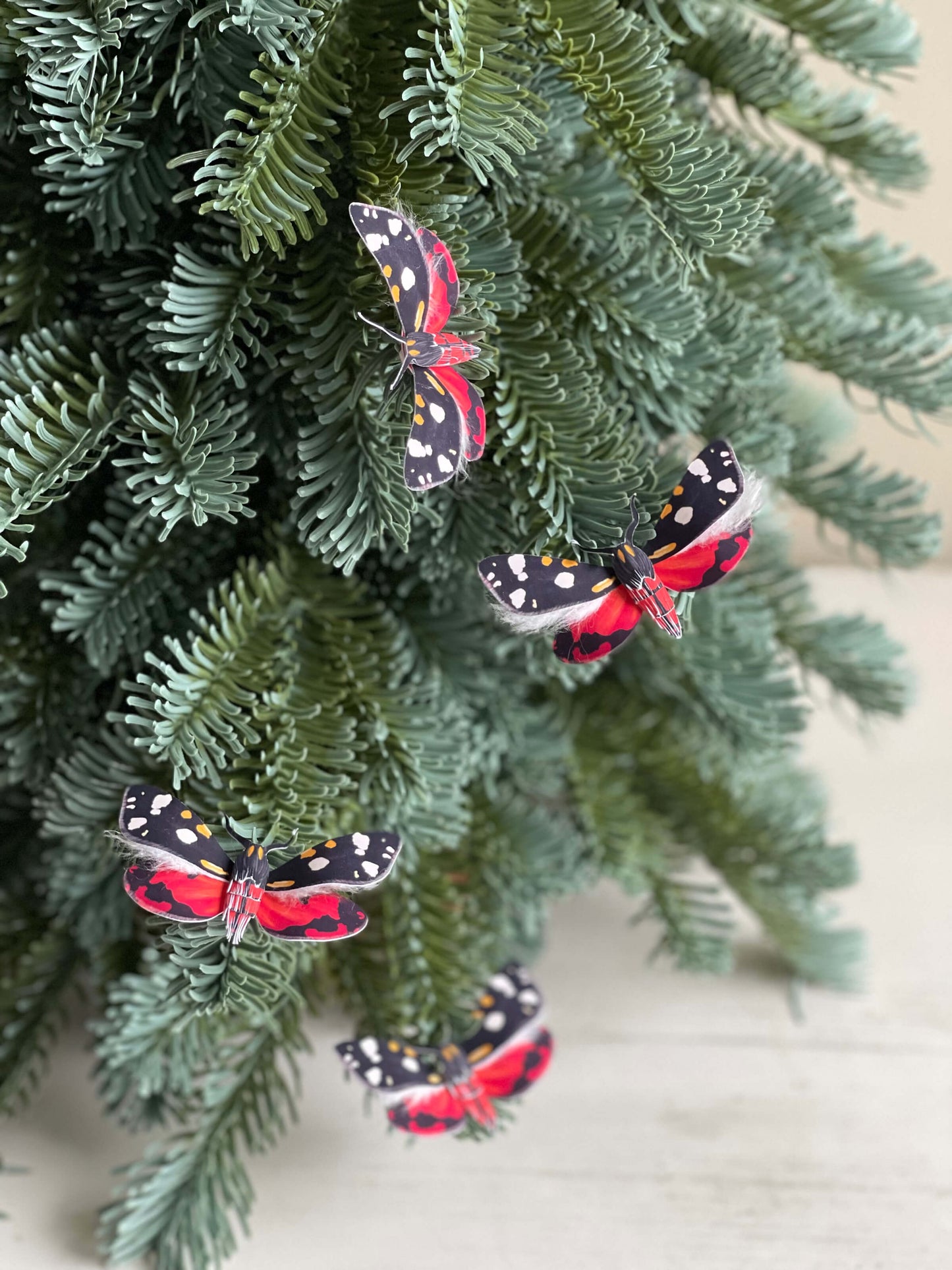Paper Moth, Scarlet Tiger Moth on a Christmas Tree, Xmas moth