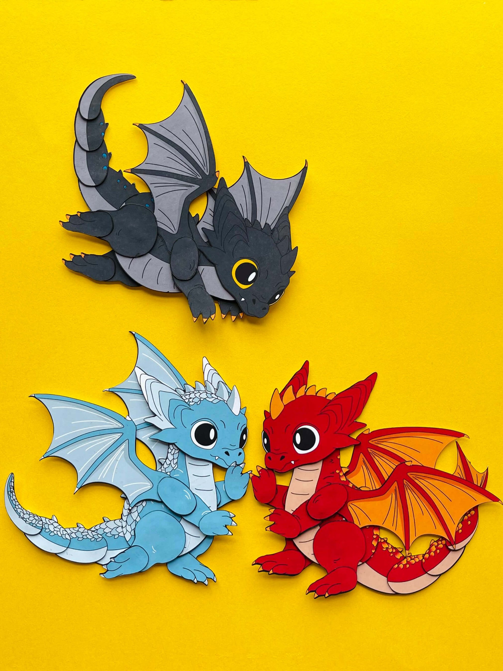 a digital template of baby dragon paper doll