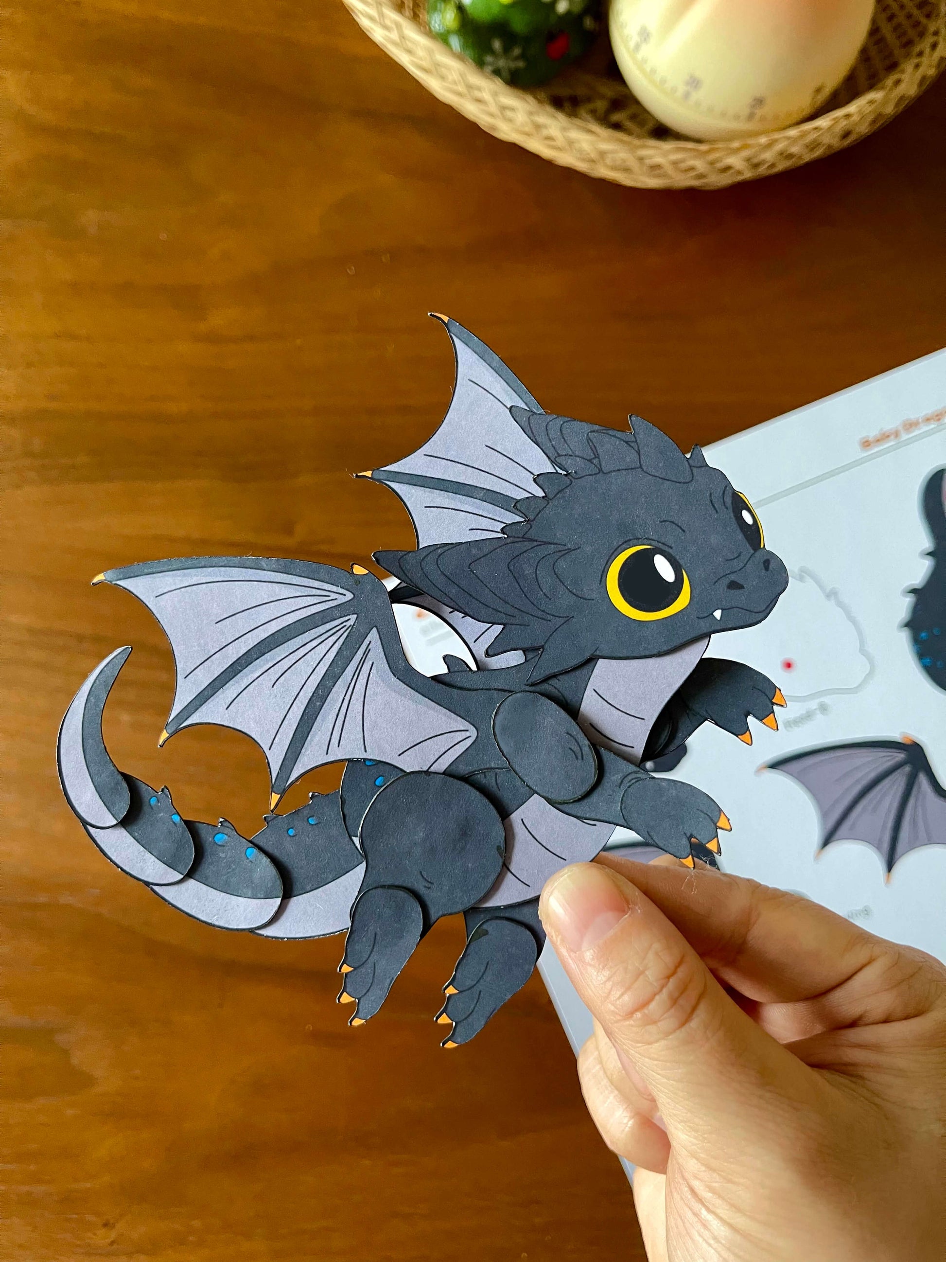 a digital template of baby dragon paper doll