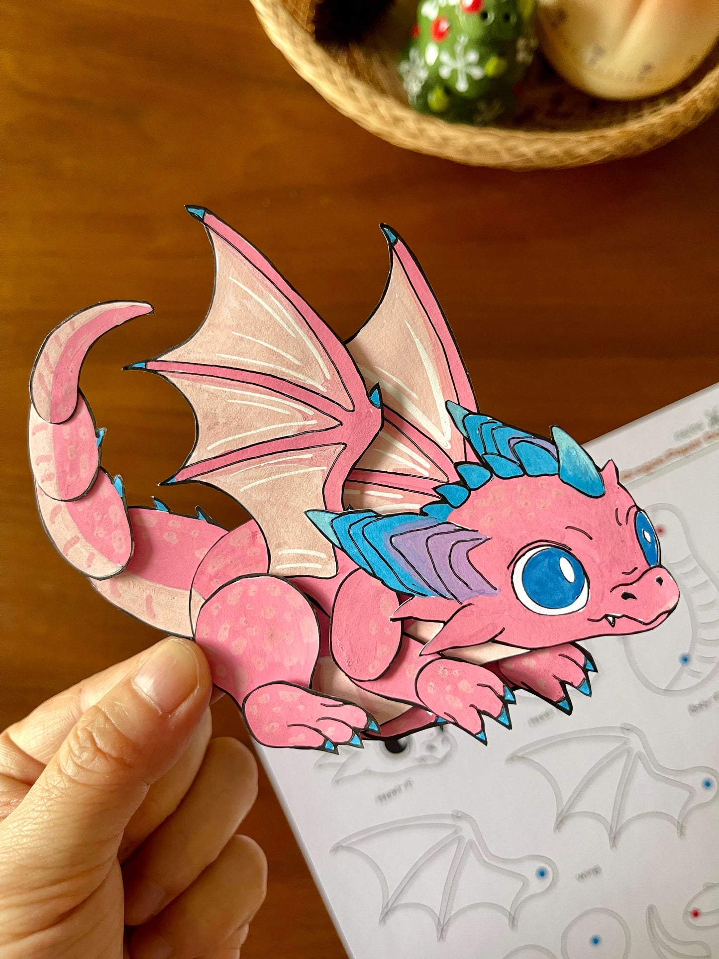 a digital template of baby dragon paper doll