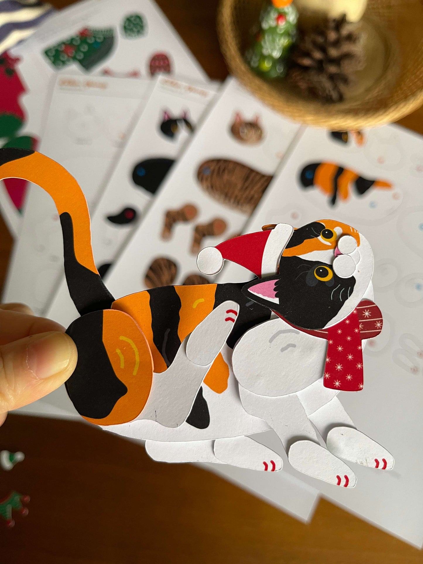 Cat paper doll digital template by ElkaYang. Christmas Cat ornament. Perfect for cat lovers.
