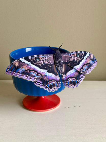 Butterfly on a blue bowl, DIY Paper Black Witch Moth Template, Dark Paper Butterfly Pattern
