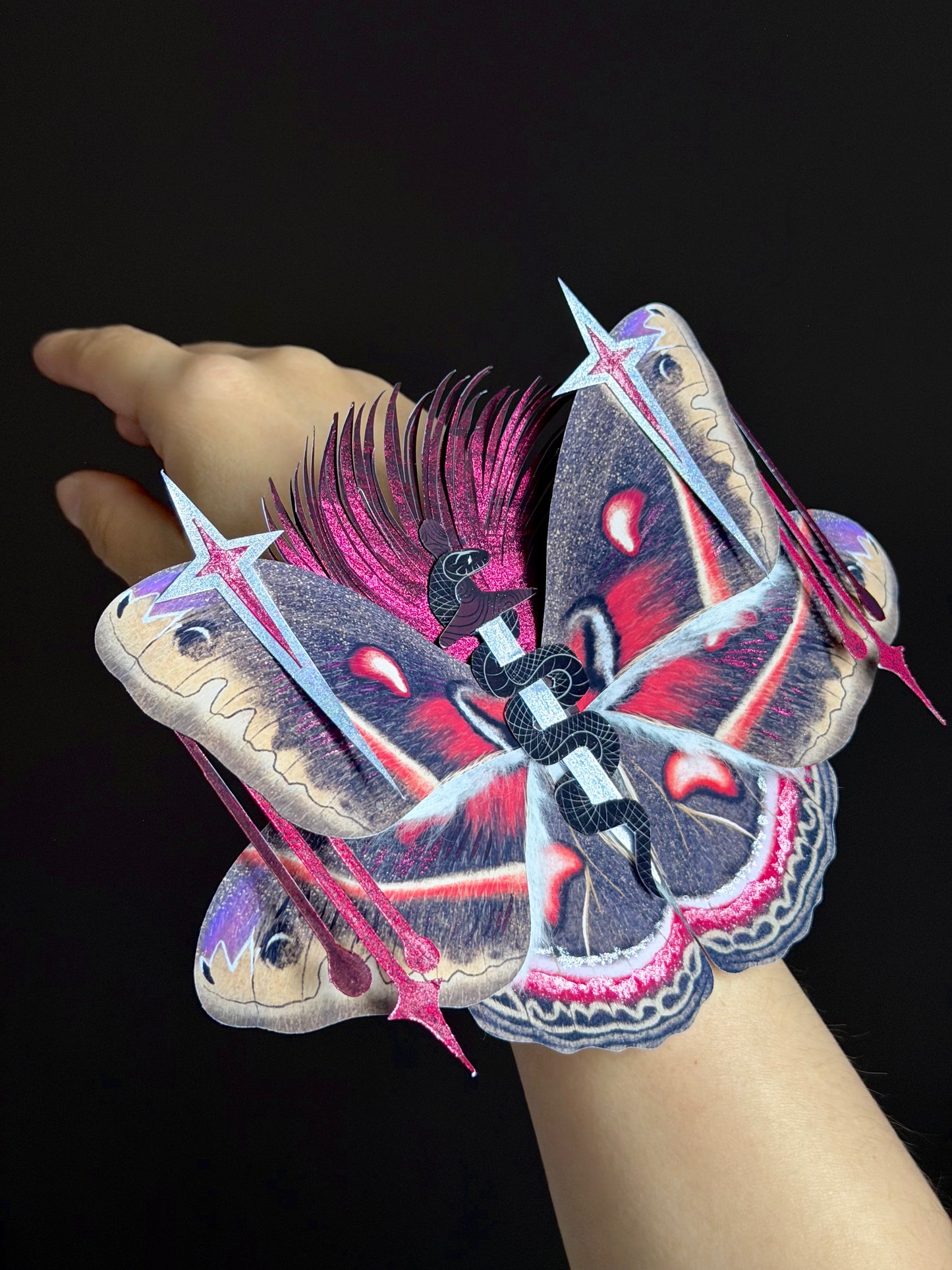 Cecropia Oath, Paper Fantasy moth based on Cecropia Moth