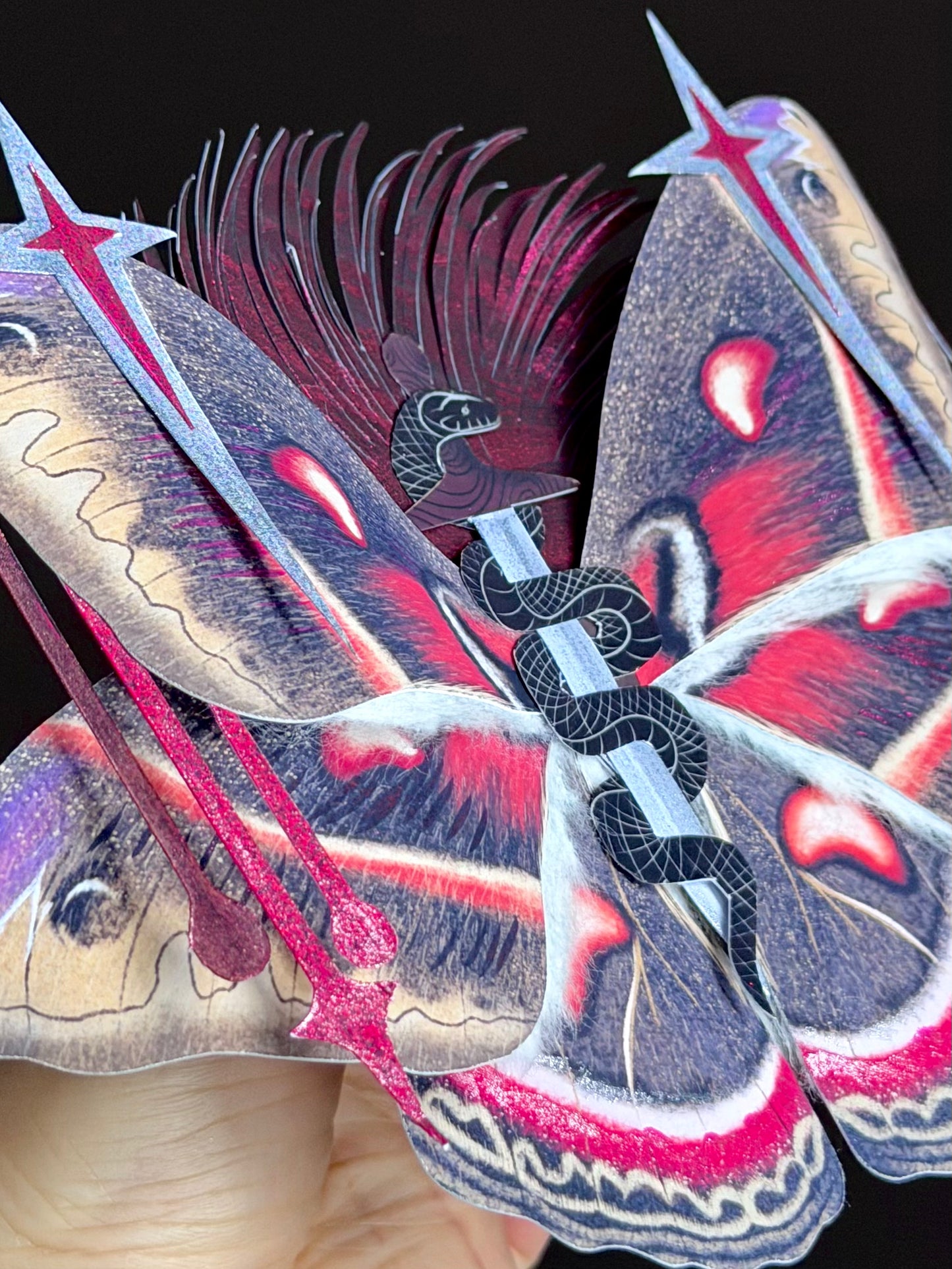Cecropia Oath, Paper Fantasy moth based on Cecropia Moth