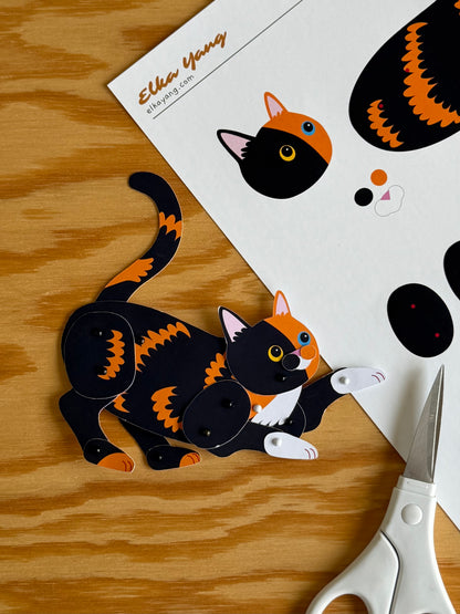 Chimera Two-Faced Cat Paper Doll, Lovely cat paperdoll
