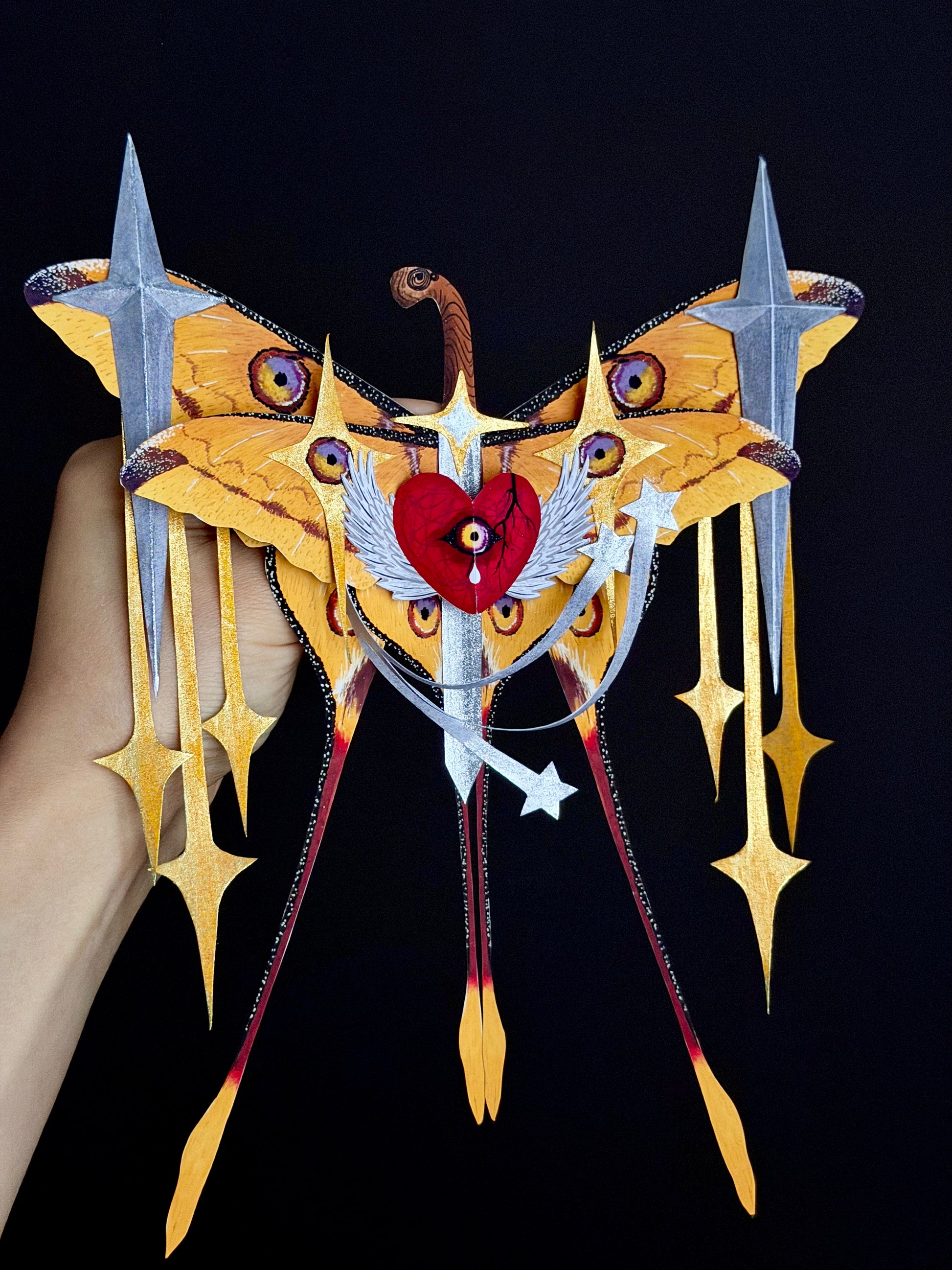 Comet Tears, Fantasy Paper Moth Based on Real Comet Moth