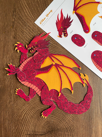 Fire Dragon Paper Doll, papercraft project