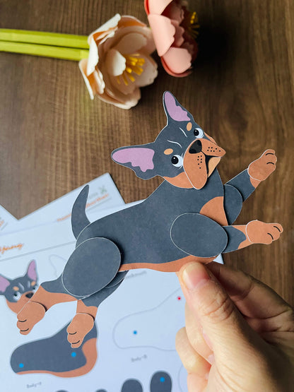 dog paper doll, French bulldog, Frenchie papercraft