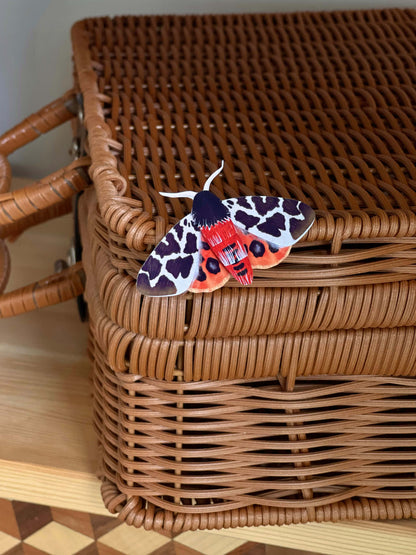 Garden Tiger Moth on a wicker basket