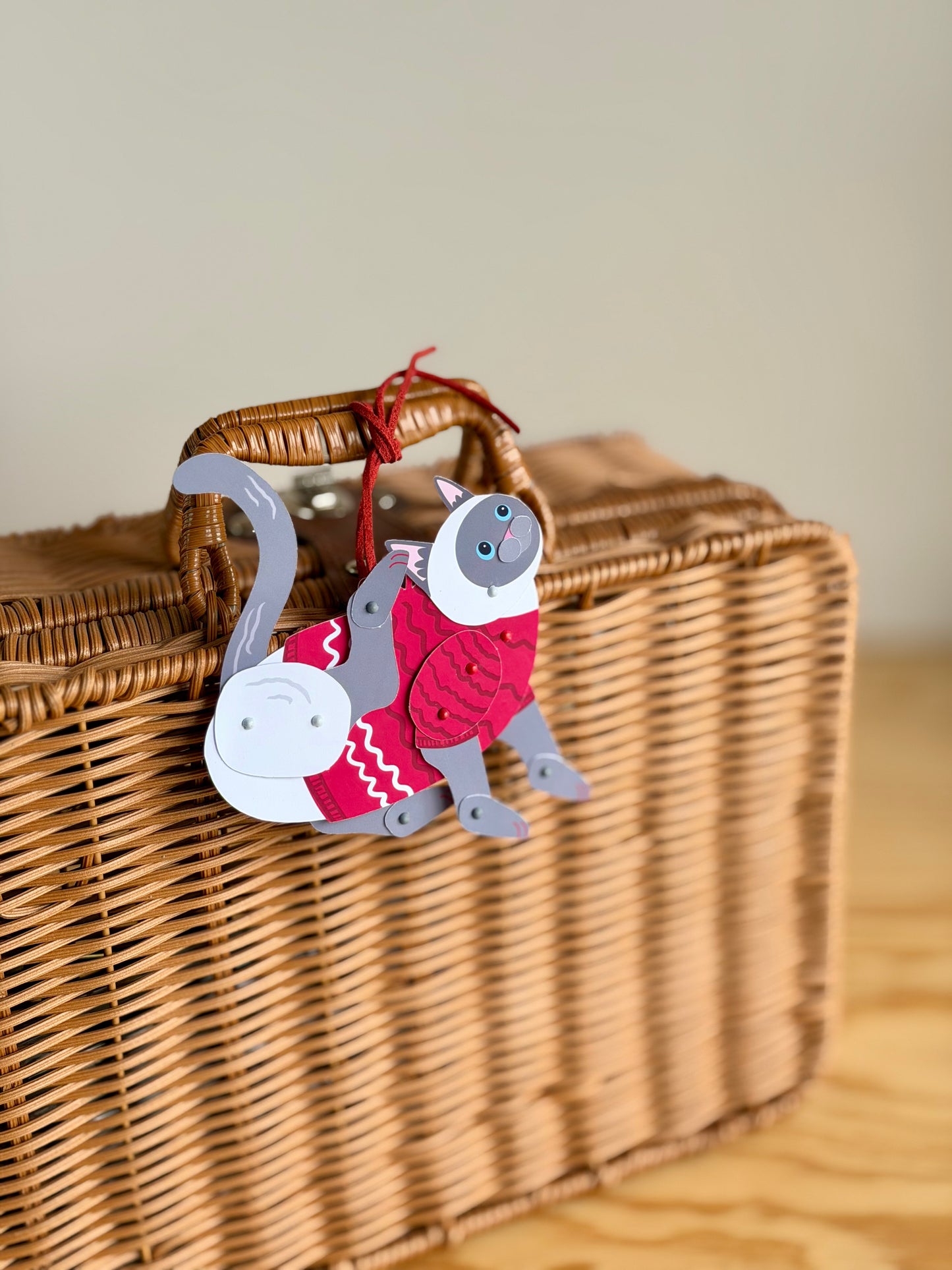 Siamese Cat in Red Sweater Paper Doll