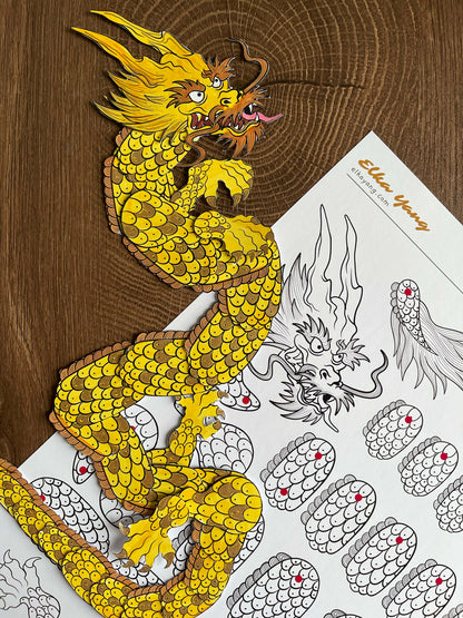 Japanese dragon paper doll, Chinese dragon paper doll, East dragon paper doll