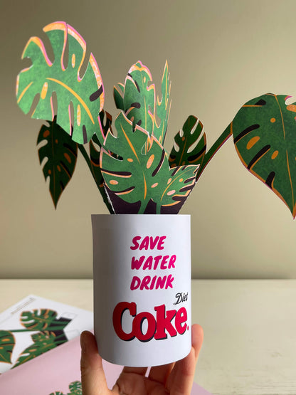 Monstera in Diet Coke Pop Up Card