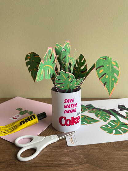 Monstera in Diet Coke Pop Up Card