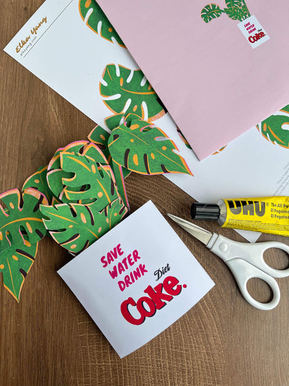 Monstera in Diet Coke Pop Up Card