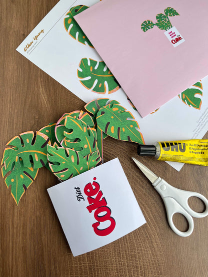 Monstera in Diet Coke Pop Up Card