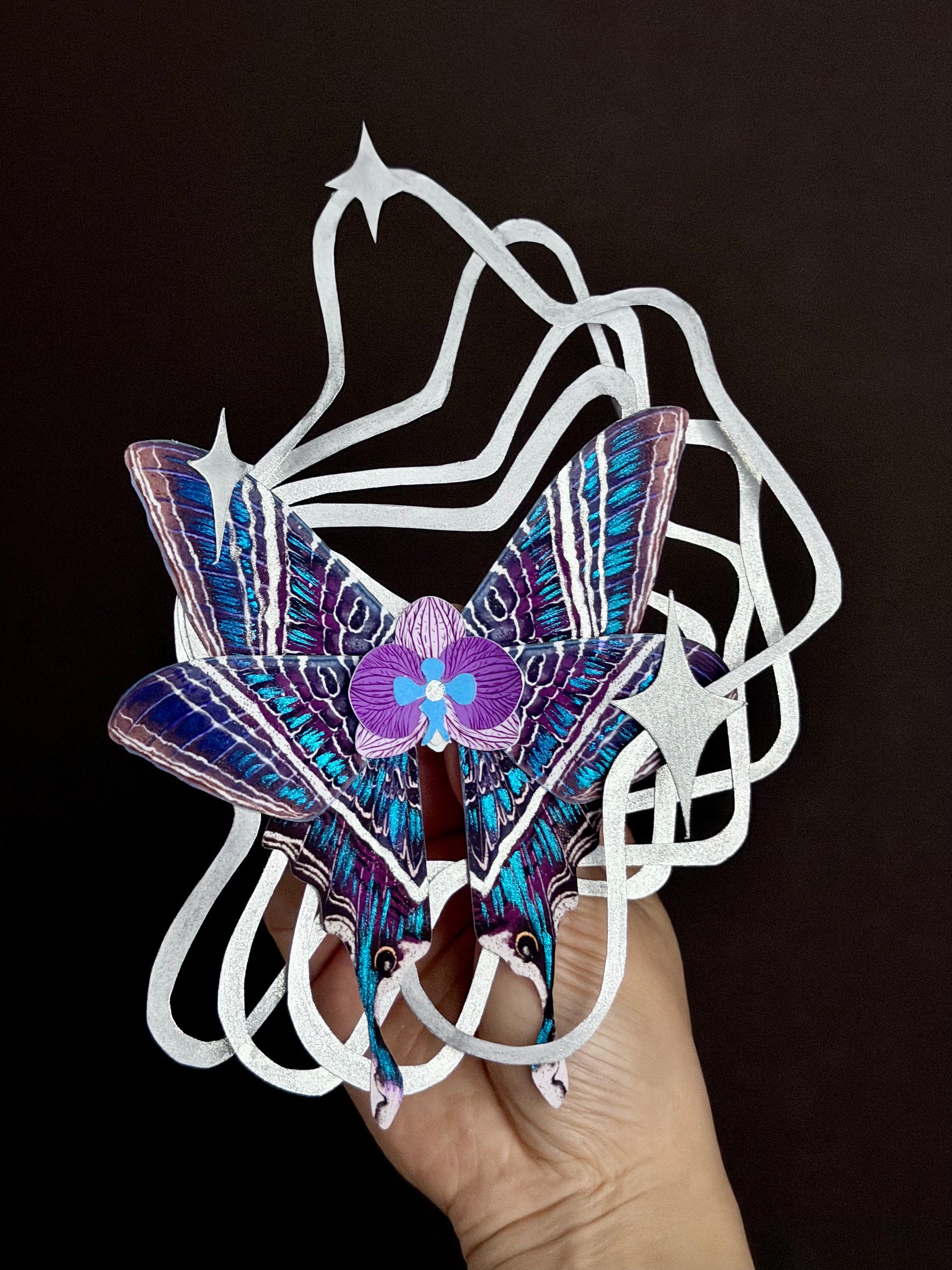 Moon Ripple, Fantasy Paper Moth Based on Moon Eyetail Moth