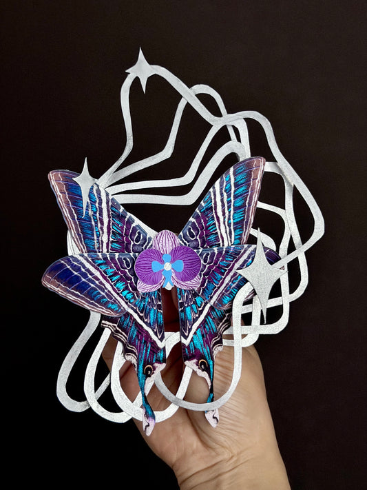 Moon Ripple, Fantasy Paper Moth Based on Moon Eyetail Moth
