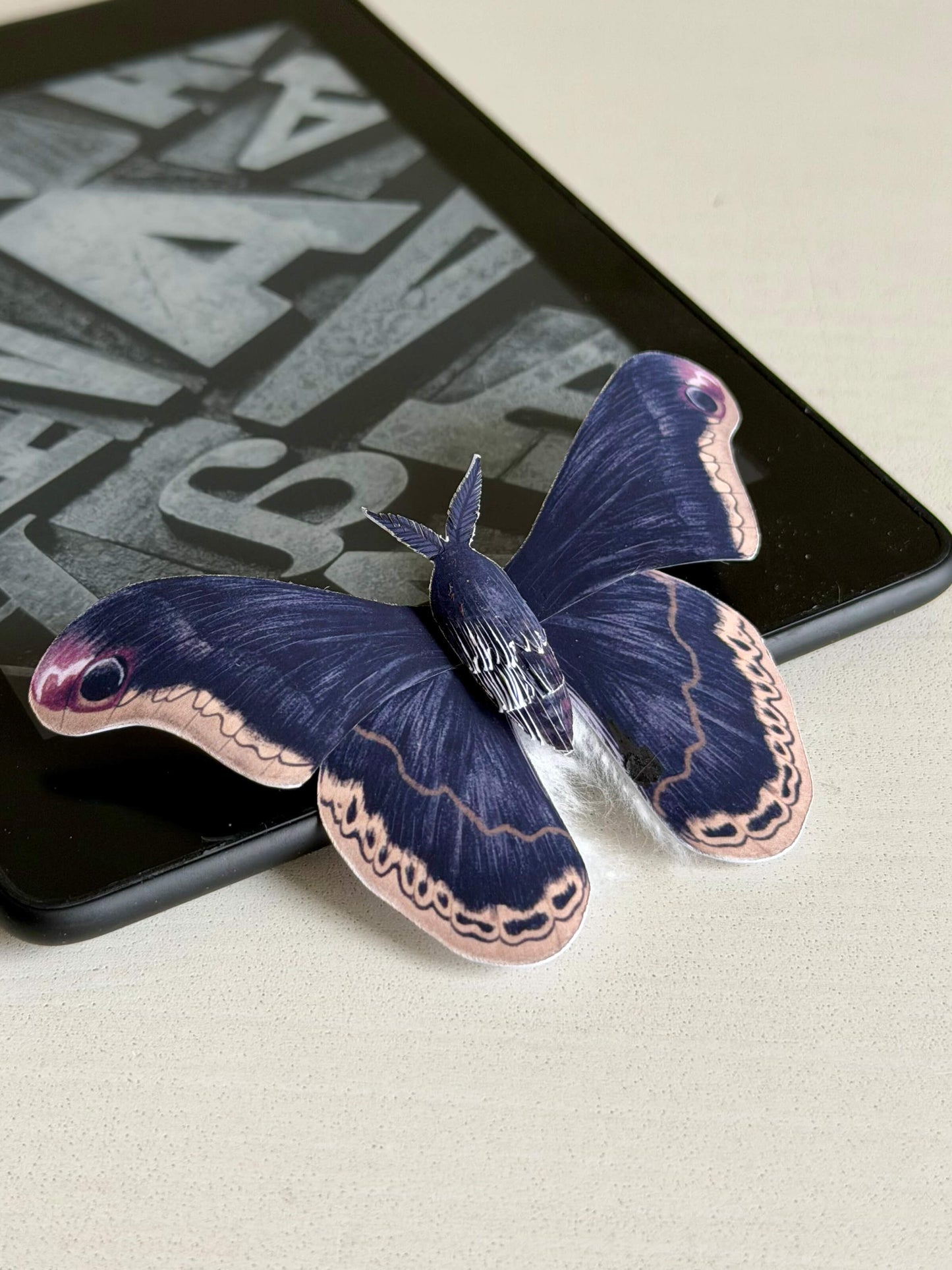 DIY Paper Promethea Moth on tablet, Paper Butterfly Template