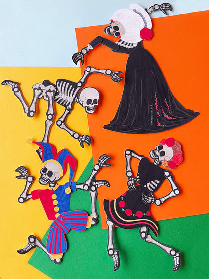 Halloween skeleton paper doll, spooky skeleton paper doll, Halloween ornament