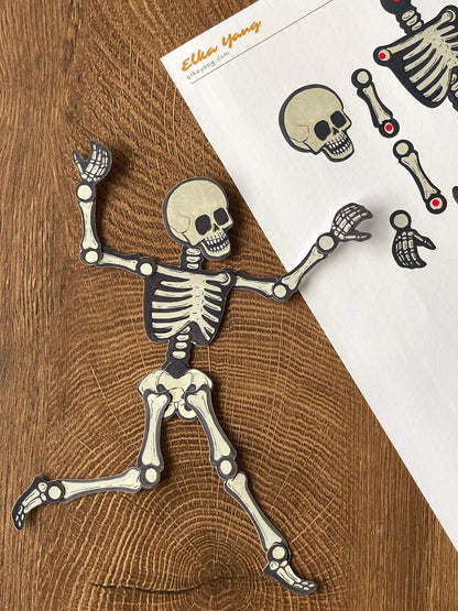 Halloween skeleton paper doll, spooky skeleton paper doll, Halloween ornament