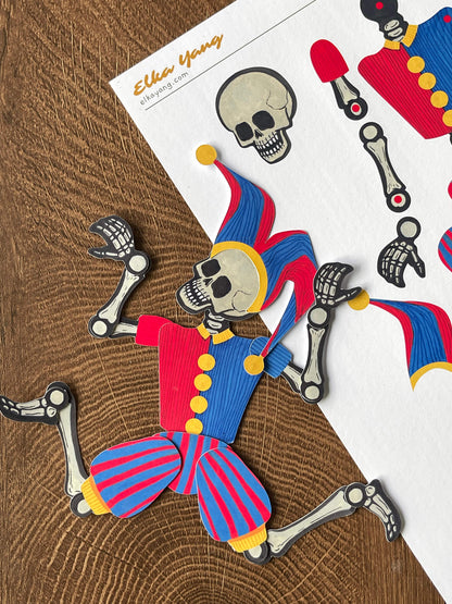 Halloween skeleton paper doll, spooky skeleton paper doll, Halloween ornament