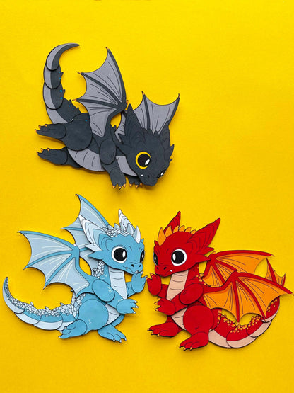 a digital template of baby dragon paper doll