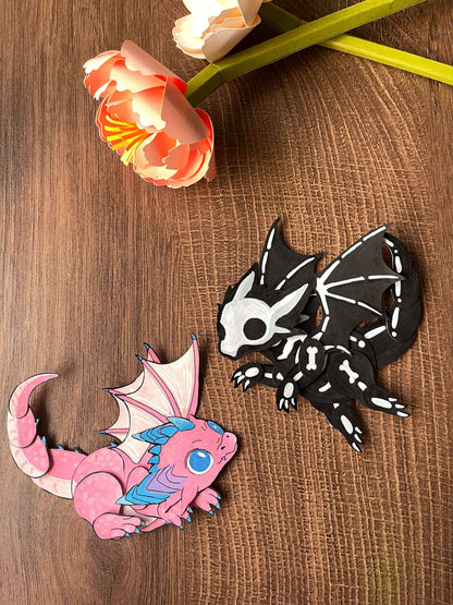 a digital template of baby dragon paper doll