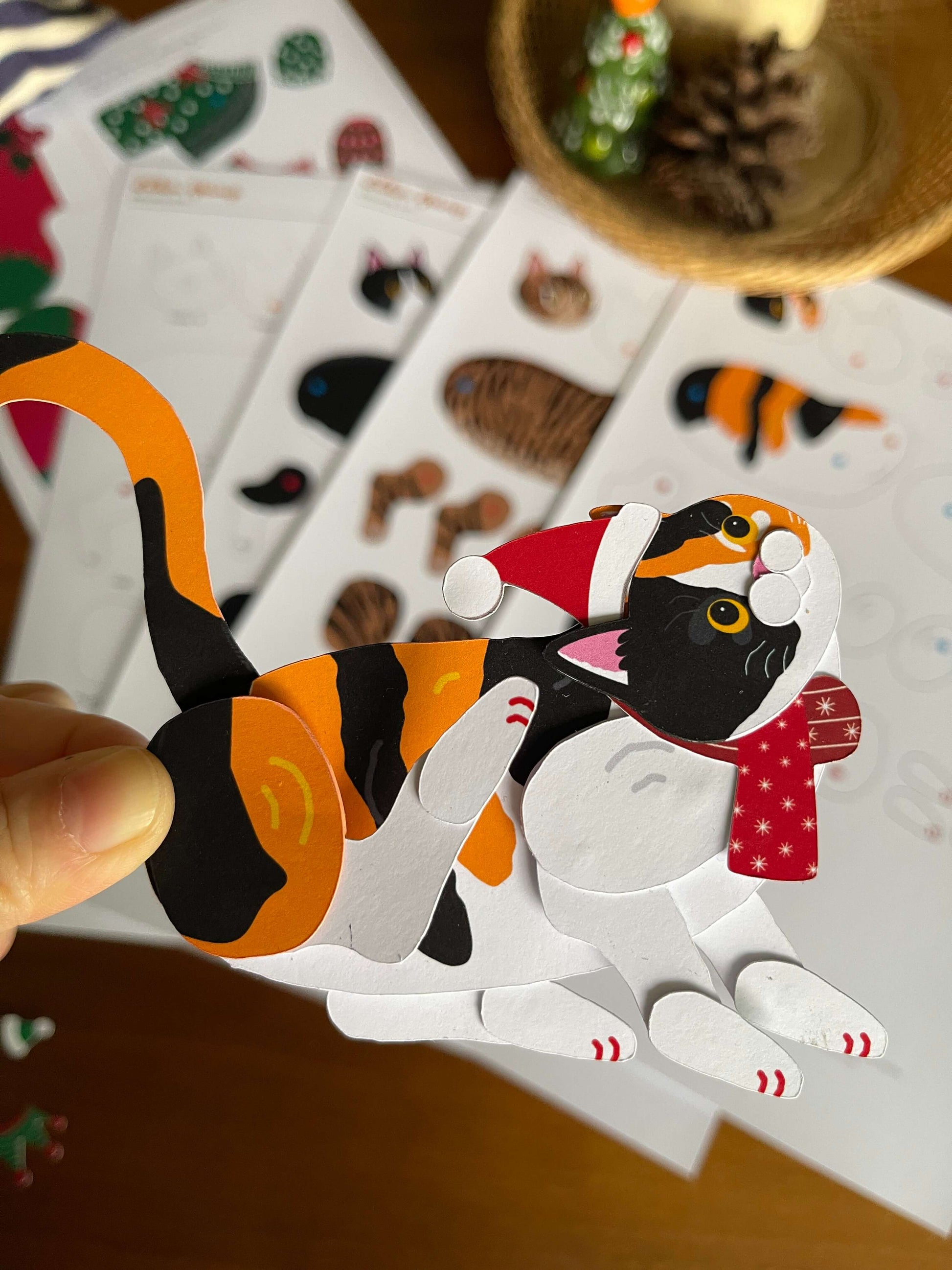 Cat paper doll digital template by ElkaYang. Christmas Cat ornament. Perfect for cat lovers. 