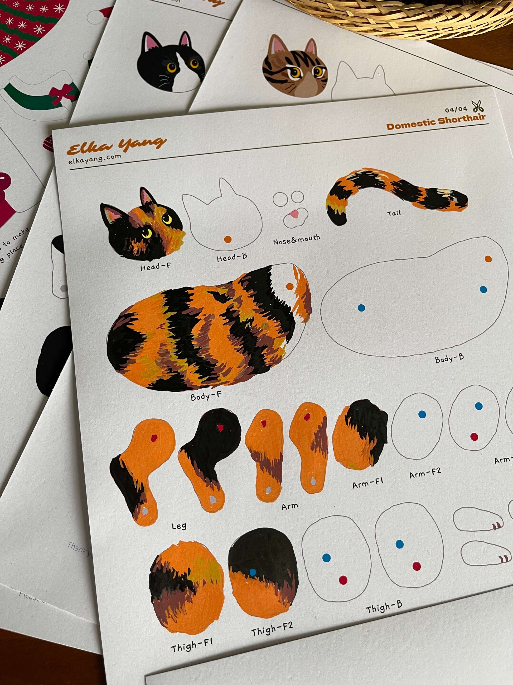 Cat paper doll digital template by ElkaYang. Perfect for cat lovers.