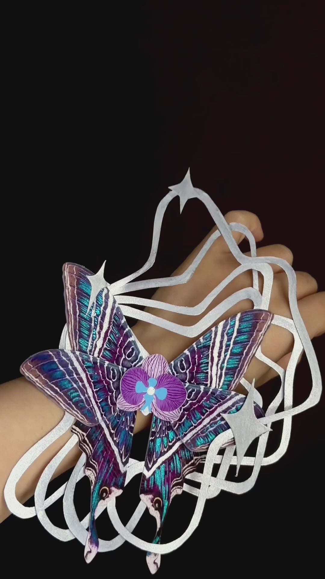 Moon Ripple, Fantasy Paper Moth Based on Moon Eyetail Moth