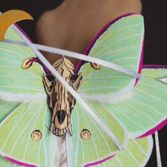Luna Requiem, Paper Fantasy Moth Based on Real Luna Moth