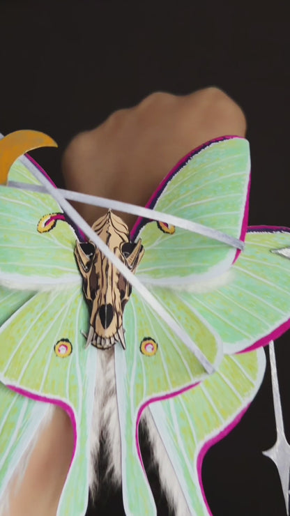 Luna Requiem, Paper Fantasy Moth Based on Real Luna Moth